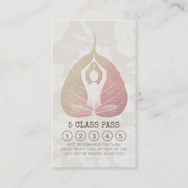 Tarjeta De Fidelización Yoga Studio Class Pass Meditación Pose Bodhi Leaf (Anverso)