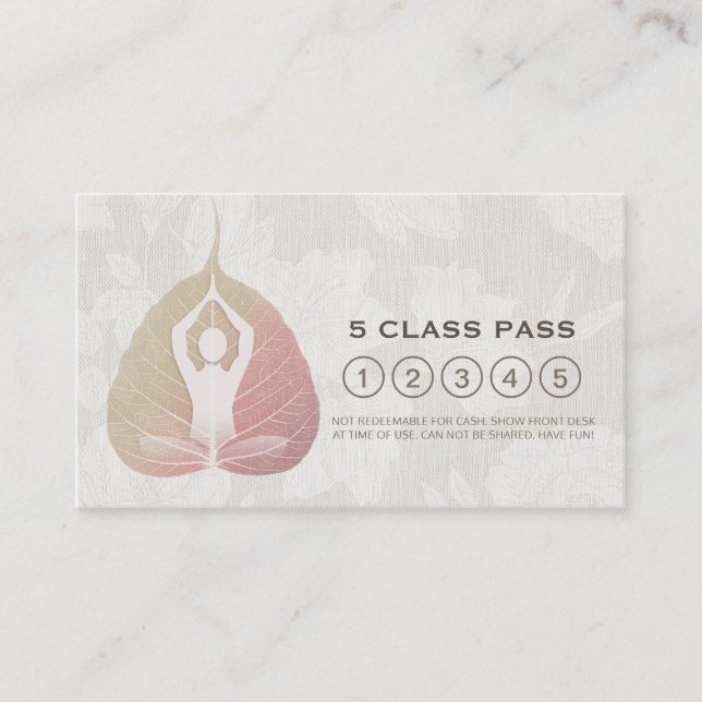 Tarjeta De Fidelización Yoga Studio Class Pass Meditación Pose Bodhi Leaf (Anverso)