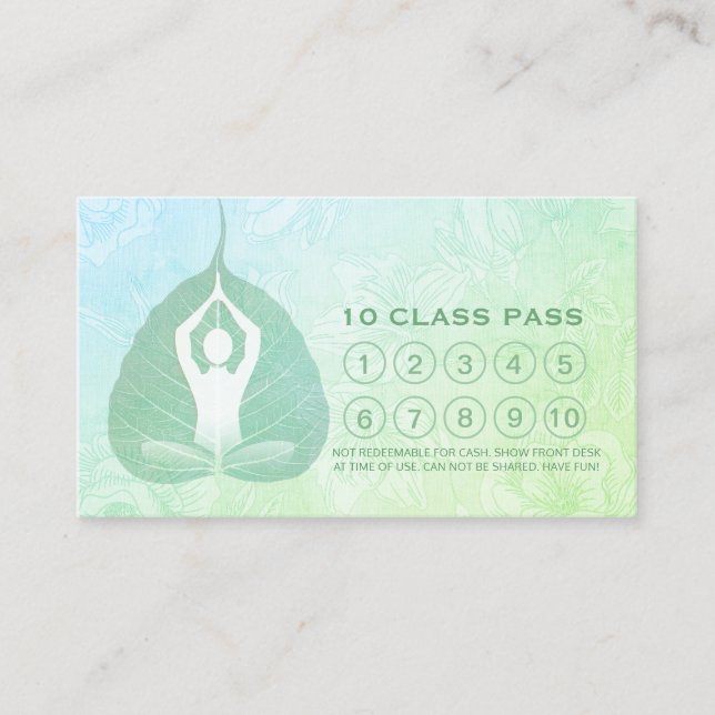 Tarjeta De Fidelización Yoga Studio Class Pass Meditación Pose Bodhi Leaf (Anverso)