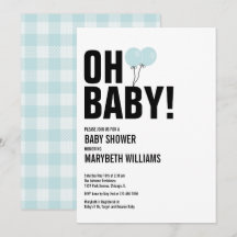 Tarjeta de Fiesta Baby Shower Bebé Simple Blue Bal