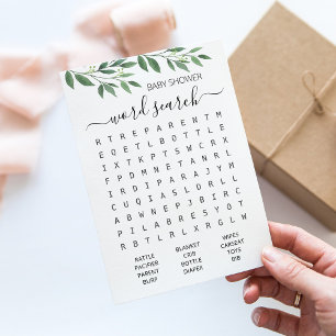 Tarjeta de fiesta Baby Shower de juegos de búsqued