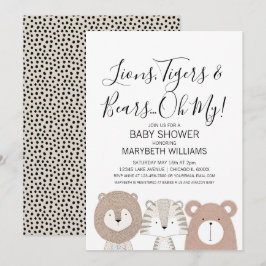 Tarjeta de Fiesta Baby Shower para tigres y osos l