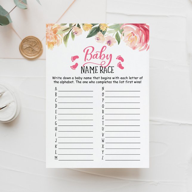 Tarjeta de Fiesta Baby Shower Race Game Baby Name (Subido por el creador)