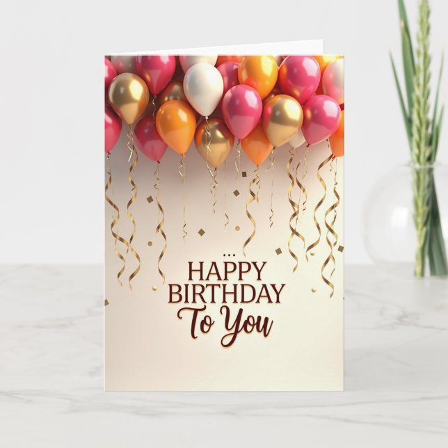 Tarjeta de fiesta con globos vibrantes (Anverso)