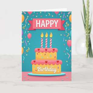 Tarjeta de fiesta con vela rayada