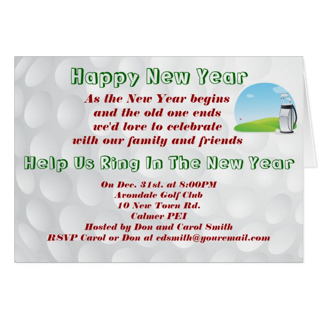 Tarjeta de Fiesta de Año Nuevo. (Anverso (Horizontal))