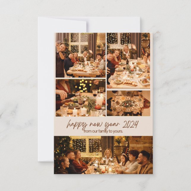tarjeta de fiesta de año nuevo para collage de fot (Anverso)