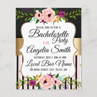 Tarjeta de fiesta de Bachelorette, Boda de Flores 