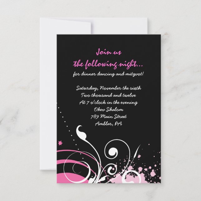 Tarjeta de Fiesta de Bat Mitzvah para HINCHAS Y ES (Anverso)