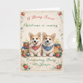 Tarjeta de fiesta de bebé con Corgis
