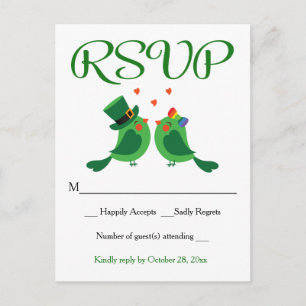 Tarjeta de fiesta de boda verde caprichosa de RSVP