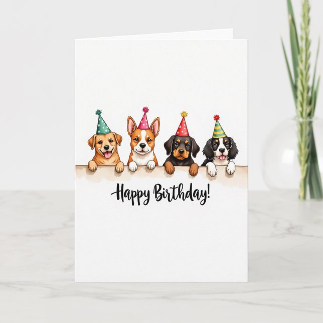 Tarjeta de fiesta de cachorro alegre (Anverso)