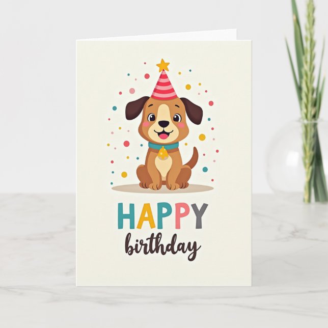 Tarjeta de fiesta de cachorro caprichoso (Anverso)