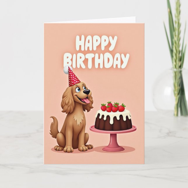 Tarjeta de fiesta de cachorro sonriente (Anverso)