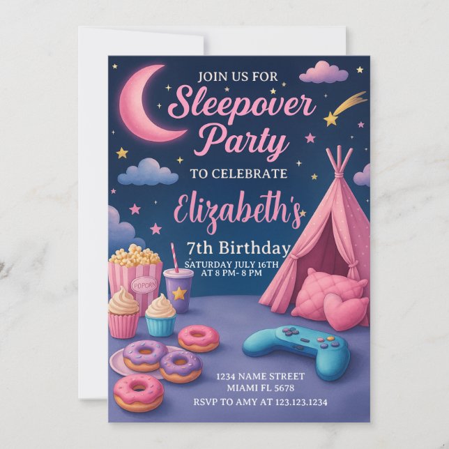 Tarjeta de Fiesta de Chicas modernos (Anverso)