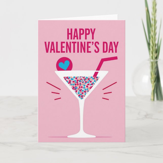 Tarjeta de fiesta de cóctel de San Valentín (Anverso)