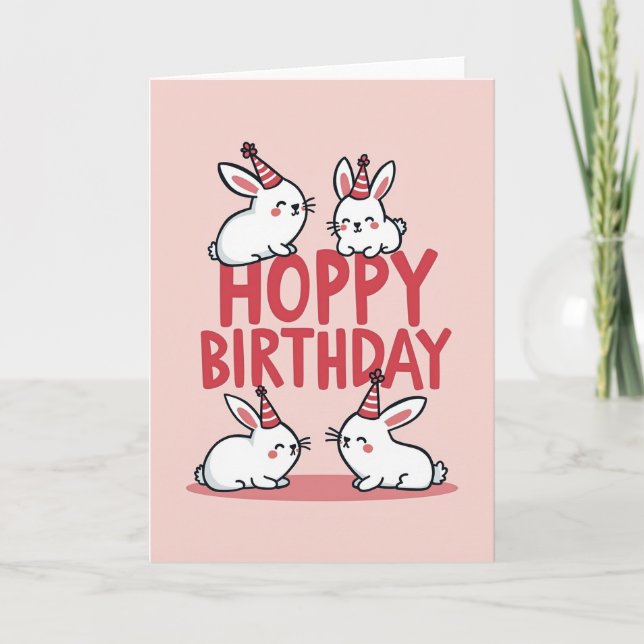 Tarjeta de fiesta de conejo alegre (Anverso)