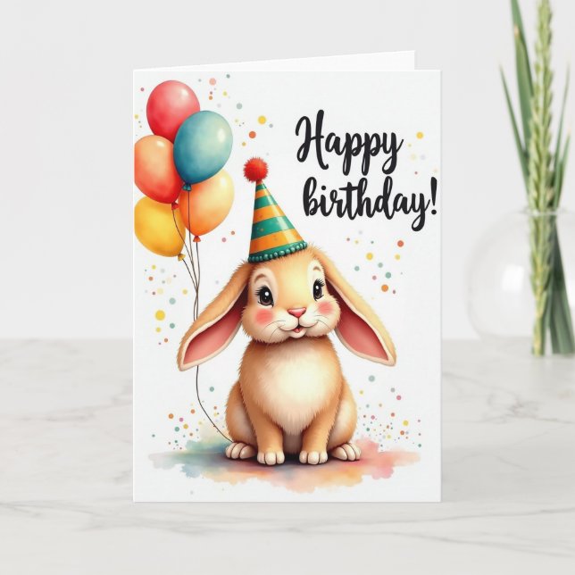 Tarjeta de fiesta de conejo dulce (Anverso)