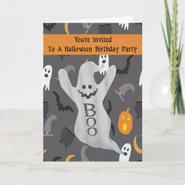 Tarjeta de fiesta de cumpleaños de Halloween para  (Anverso)
