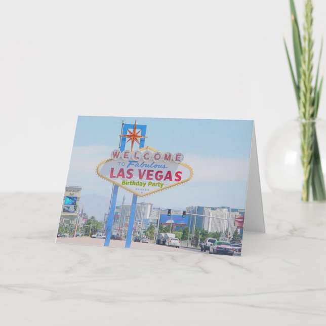 Tarjeta de fiesta de cumpleaños de Las Vegas (Anverso)