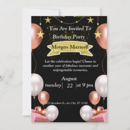 tarjeta de fiesta de cumpleaños de moda