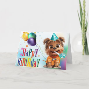 Tarjeta de fiesta de cumpleaños de perro con pipa