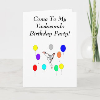 Tarjeta de fiesta de cumpleaños de Taekwondo