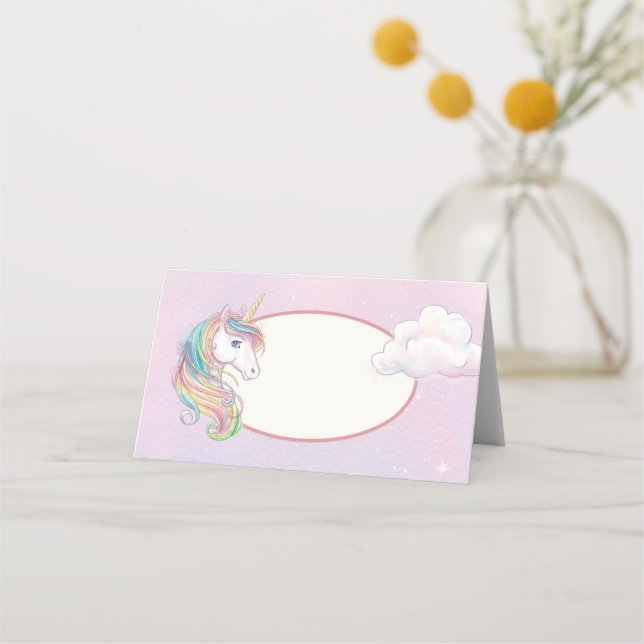Tarjeta de fiesta de cumpleaños de Unicornio (Anverso)