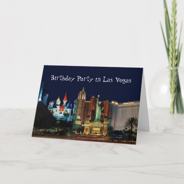Tarjeta de fiesta de cumpleaños en Las Vegas (Anverso)