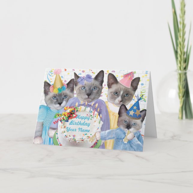 Tarjeta de fiesta de cumpleaños para gatitos (Anverso)