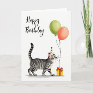 Tarjeta de fiesta de gato a rayas alegre