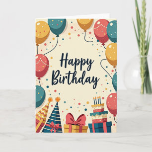 Tarjeta de fiesta de globos festivos