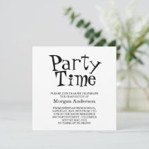Tarjeta de fiesta de graduación divertida en negro
