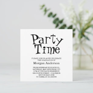 Tarjeta de fiesta de graduación divertida en negro