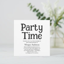 Tarjeta de fiesta de graduación moderna en blanco