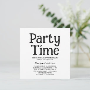 Tarjeta de fiesta de graduación moderna en blanco