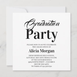 Tarjeta de fiesta de graduación moderna simple en 