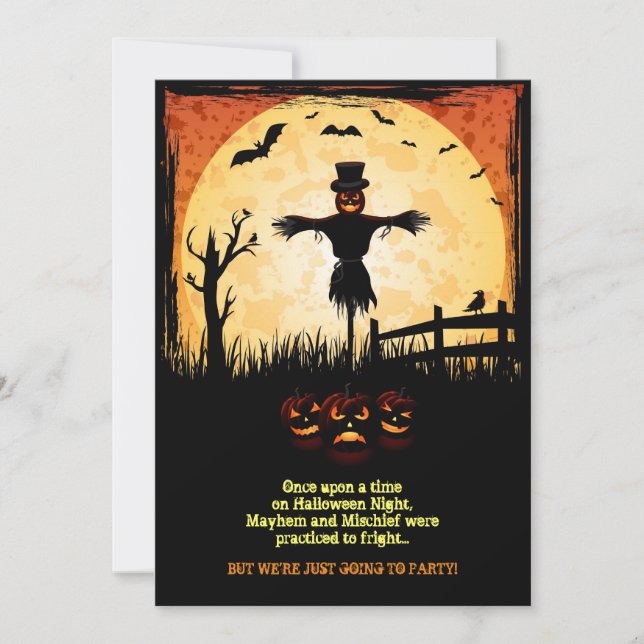 Tarjeta de fiesta de Halloween bajo techo (Anverso)