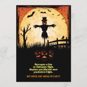 Tarjeta de fiesta de Halloween bajo techo