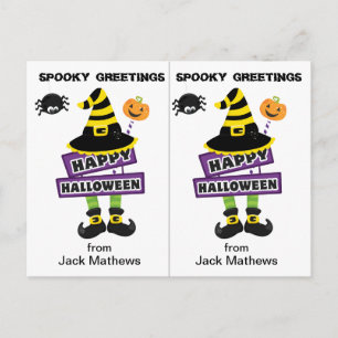 Tarjeta de fiesta de Halloween de la escuela de sa