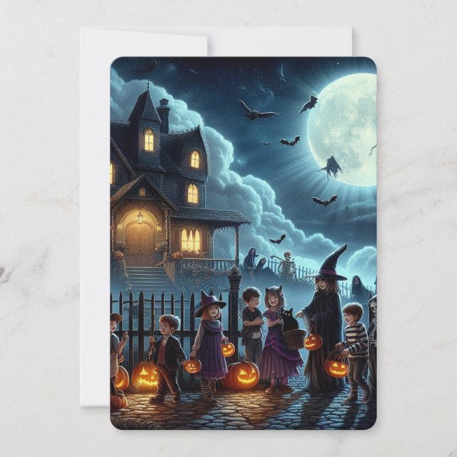 tarjeta de fiesta de invitación a disfraces para d (Anverso)