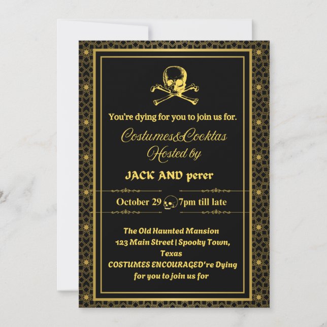 Tarjeta de fiesta de invitación de Halloween (Anverso)