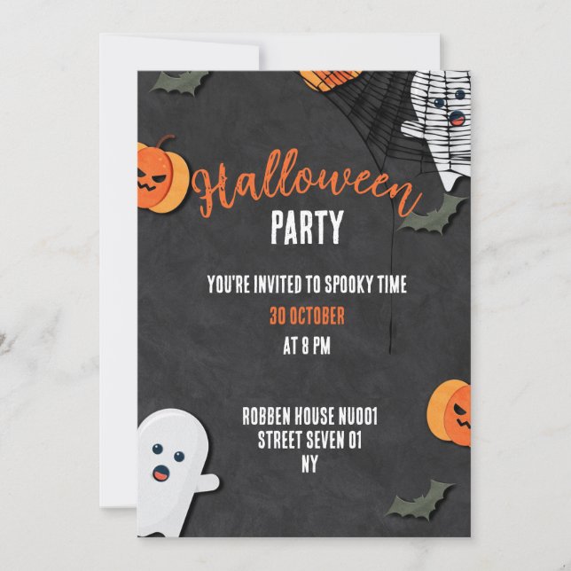 tarjeta de fiesta de la casa de halloween, espeluz (Anverso)