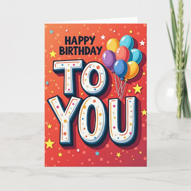Tarjeta de fiesta de lunares rayados (Anverso)