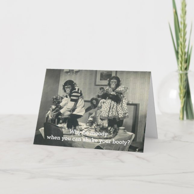 Tarjeta de fiesta de mono divertida (Anverso)