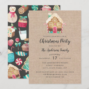 Tarjeta de fiesta de Navidad de la casa de jengibr