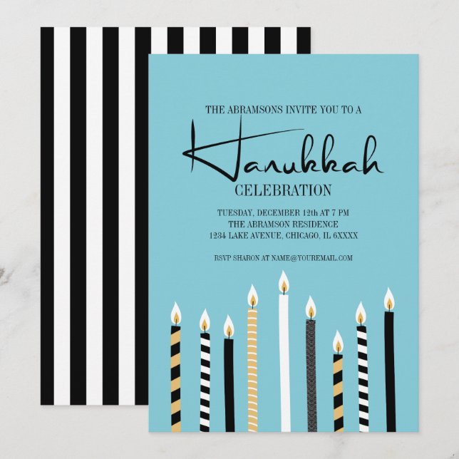 Tarjeta de fiesta de navidad de las velas Hanukkah (Anverso / Reverso)