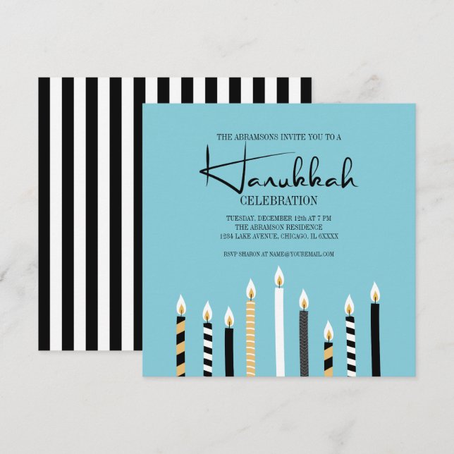 Tarjeta de fiesta de navidad de las velas Hanukkah (Anverso / Reverso)