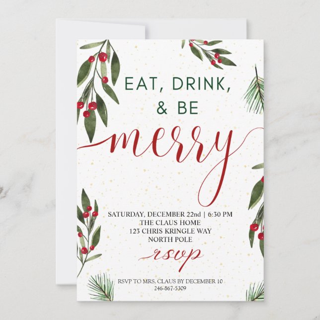 Tarjeta de Fiesta de Navidades de vacaciones (Anverso)