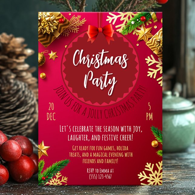 Tarjeta de fiesta de Navidades rojos festivos (Subido por el creador)